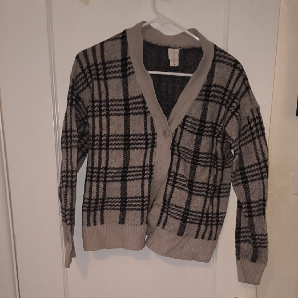 Joie | Checkered Cardigan - Black and Tan